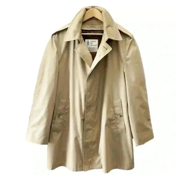 Vintage London Fog Maincoats Trench Coat Insulated Rain Topper Tan Beige 42Short - Picture 1 of 16